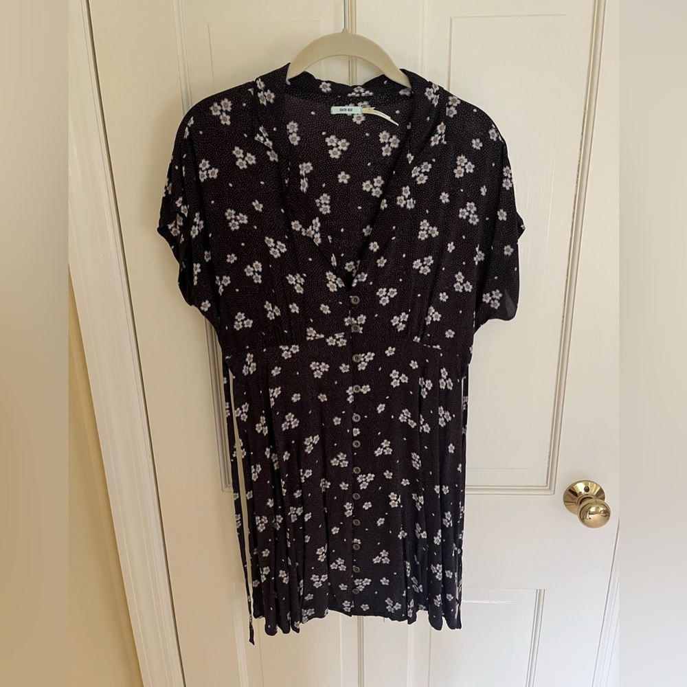 Kimchi Blue Black Wrap Dress with Peter Pan Collar